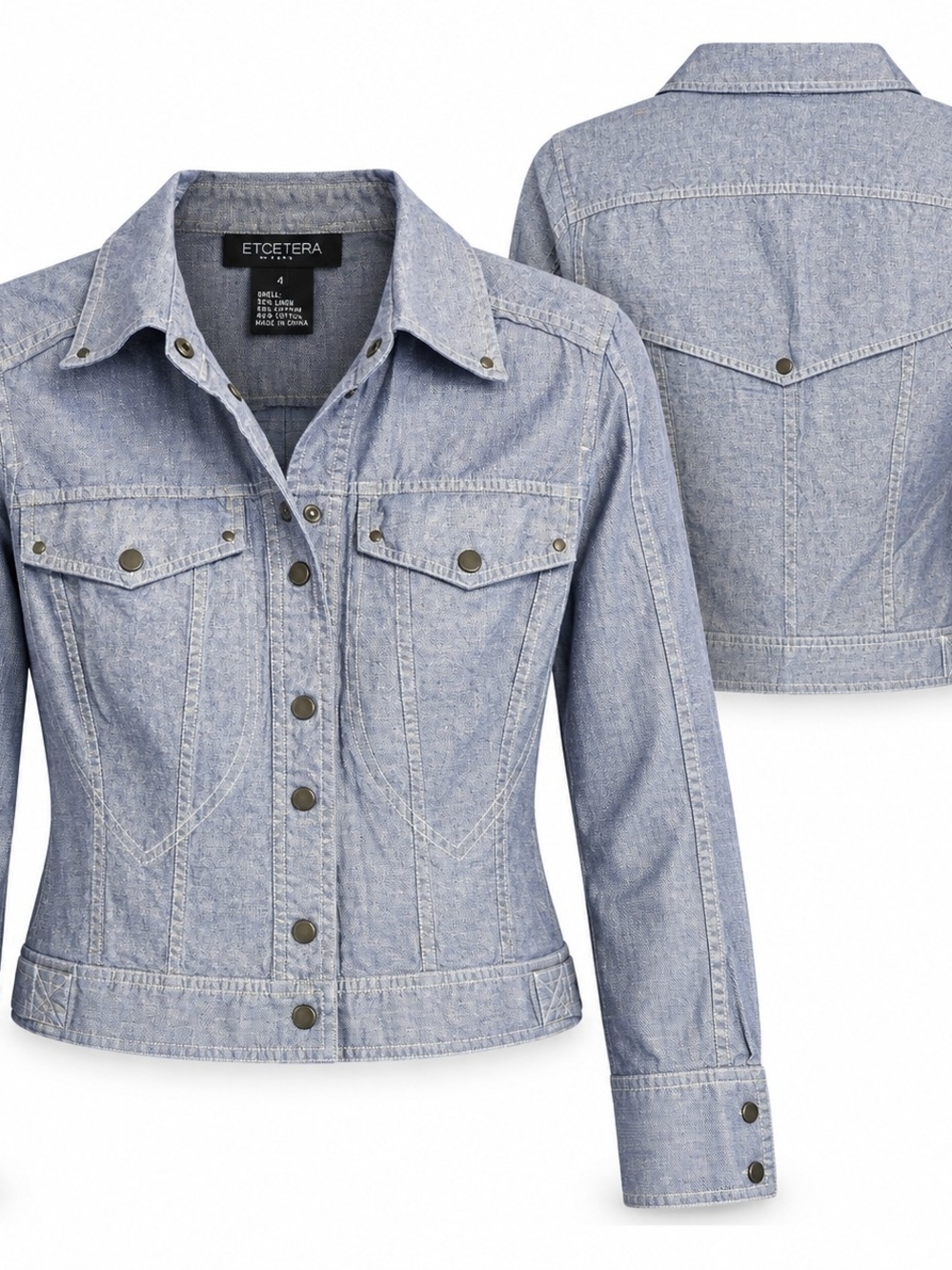 Etcetera Size 4 Light Blue Linen Cotton Chambray Jacket | Coastal Cowgirl Wester